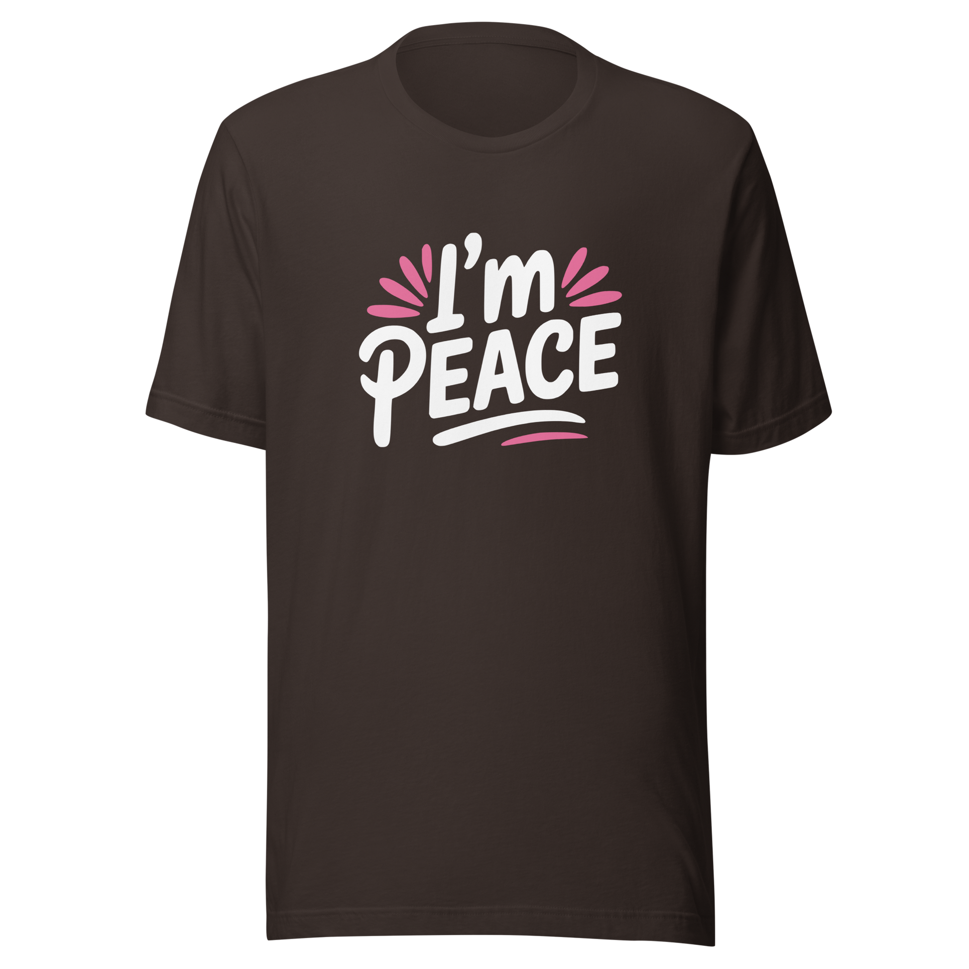 Braunes Partnerlook T-Shirt mit I'm Peace Schriftzug