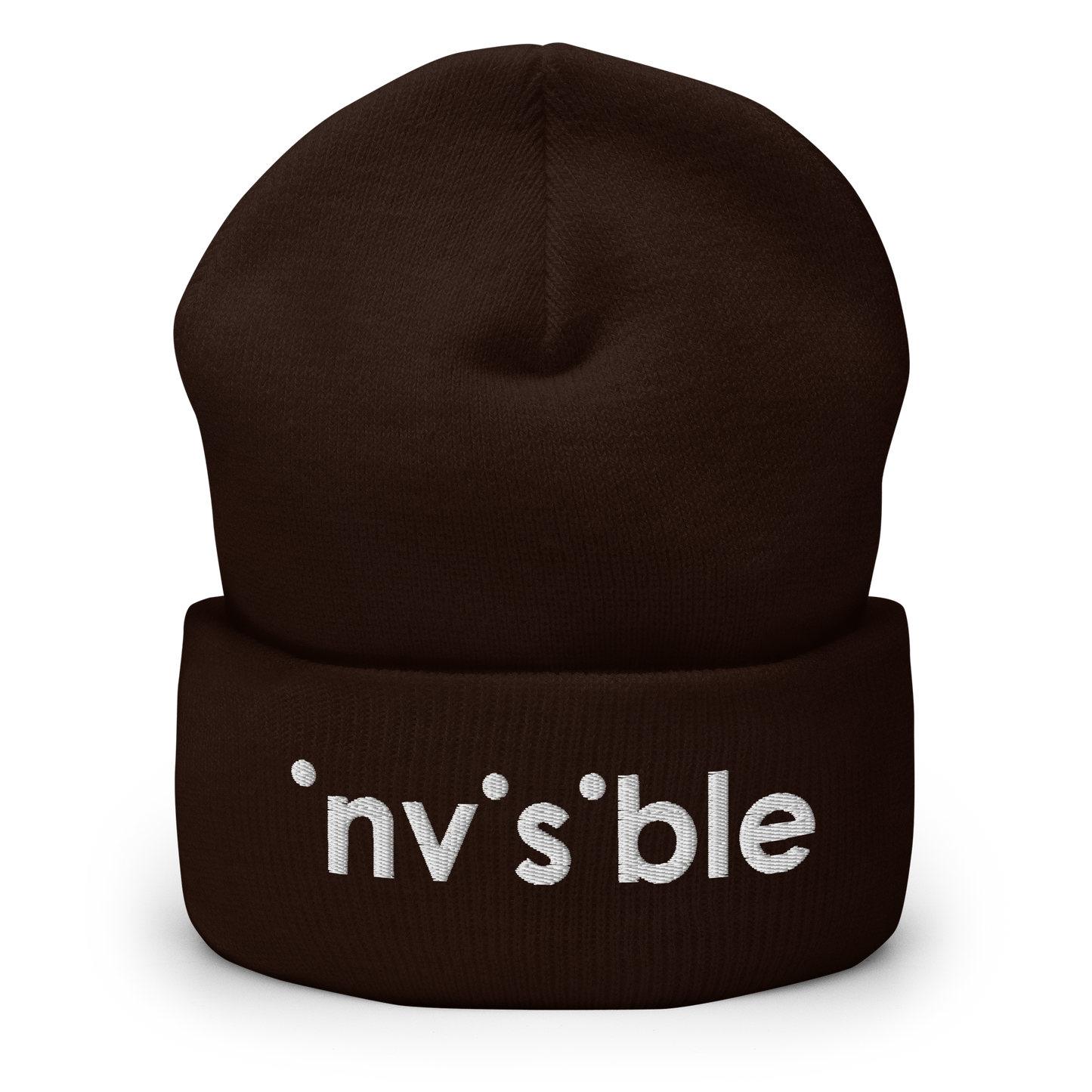 Braunes Beanie mit invisible Schriftzug