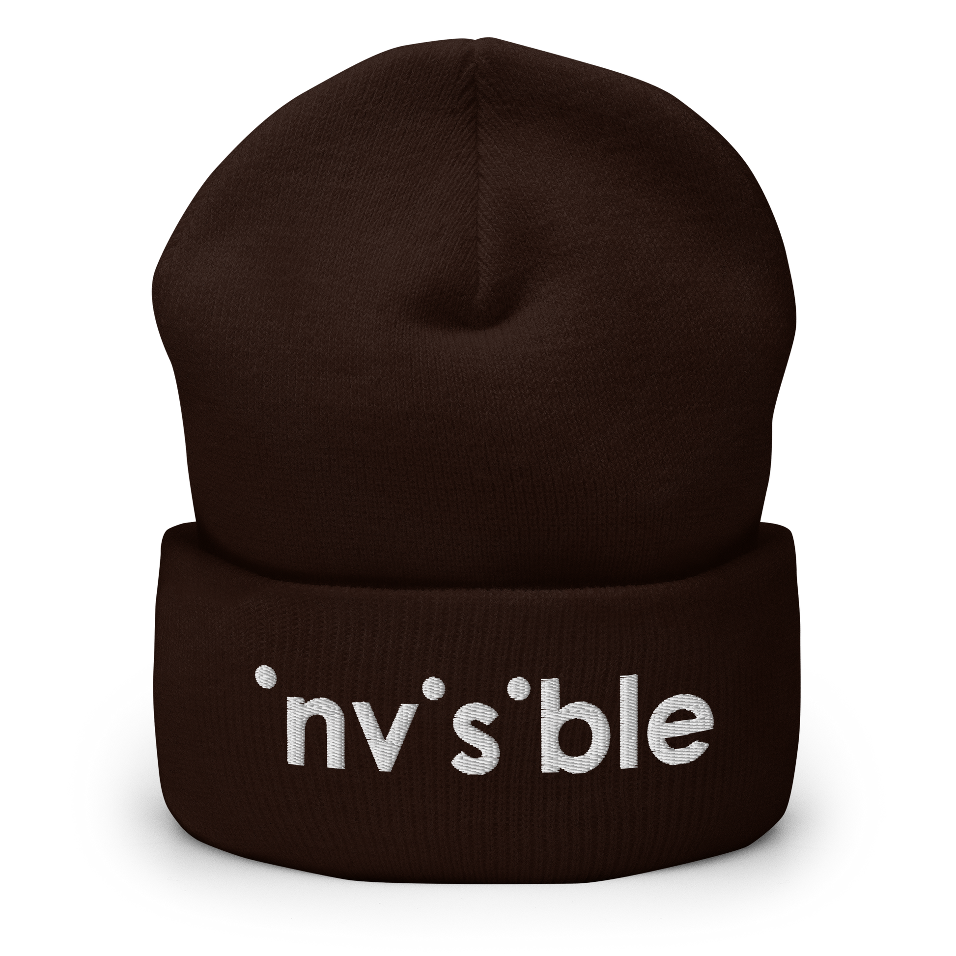 Braunes Beanie mit invisible Schriftzug