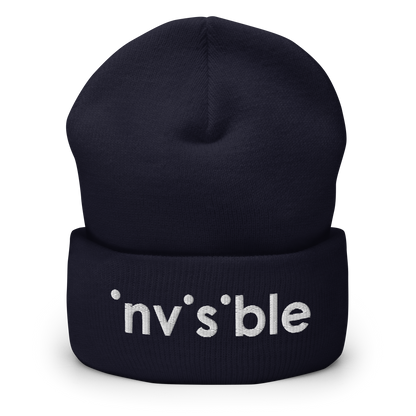 Navy Beanie mit invisible Schriftzug