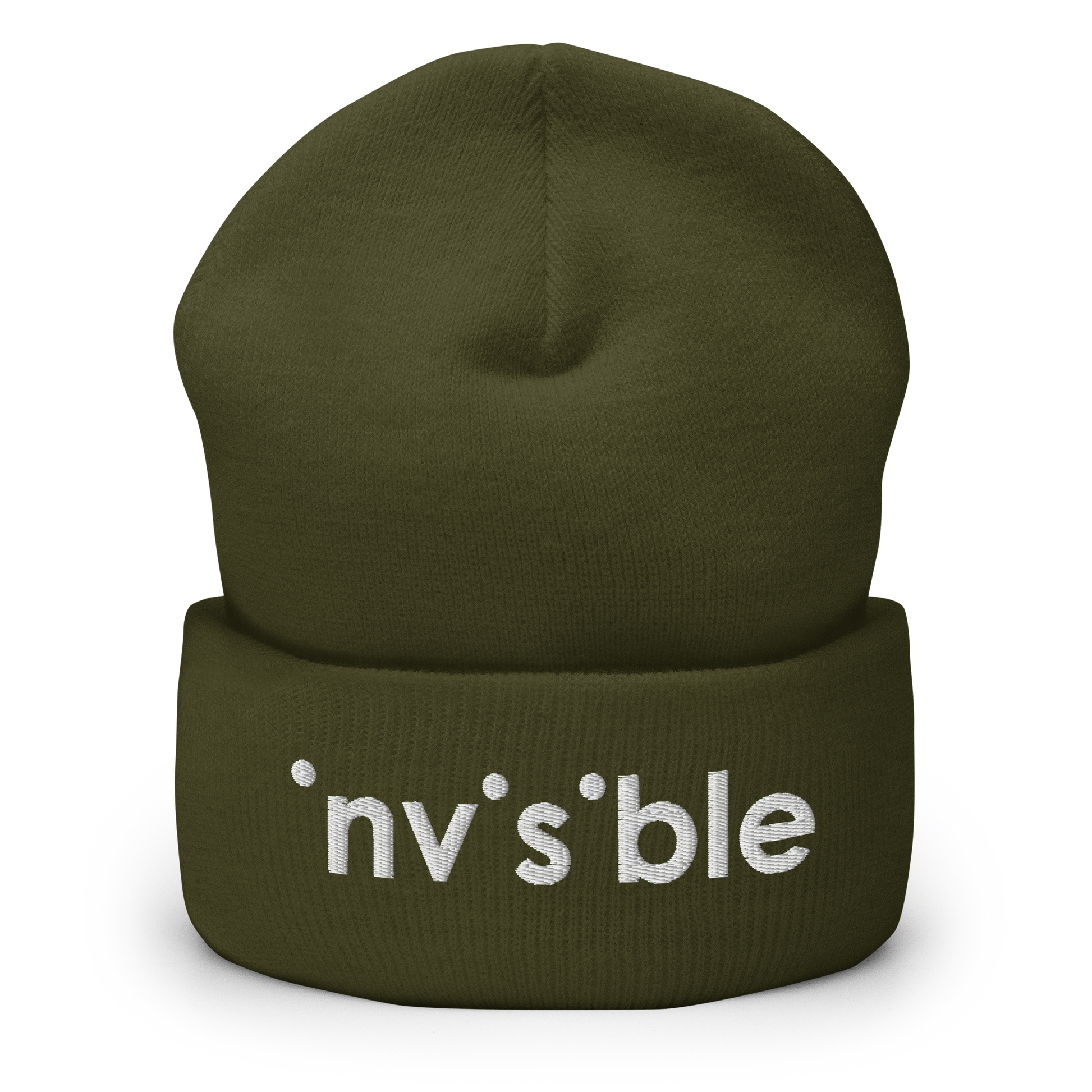 Olivegrünes Beanie mit invisible Schriftzug