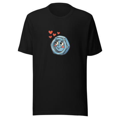 Schwarzes Partnerlook T-Shirt mit verliebter Werkzeug Mutter und Herzchen