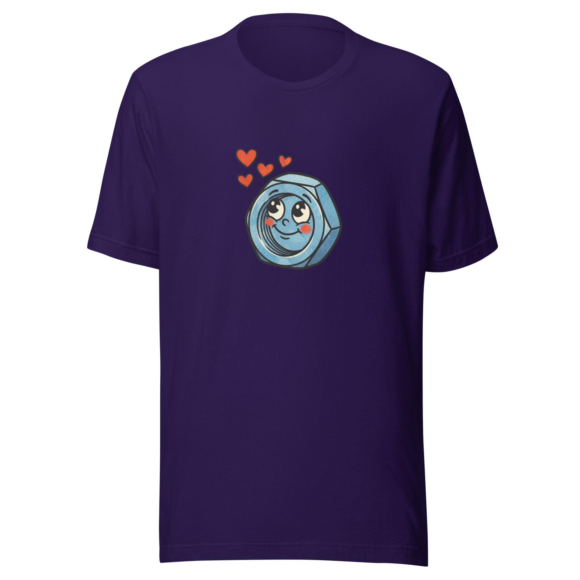 Lila Partnerlook T-Shirt mit verliebter Werkzeug Mutter und Herzchen