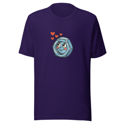 Lila Partnerlook T-Shirt mit verliebter Werkzeug Mutter und Herzchen