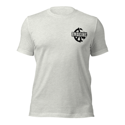 Aschgraues T-Shirt mit kleinem Peace Zeichen Print und IMAGINE Schriftzug