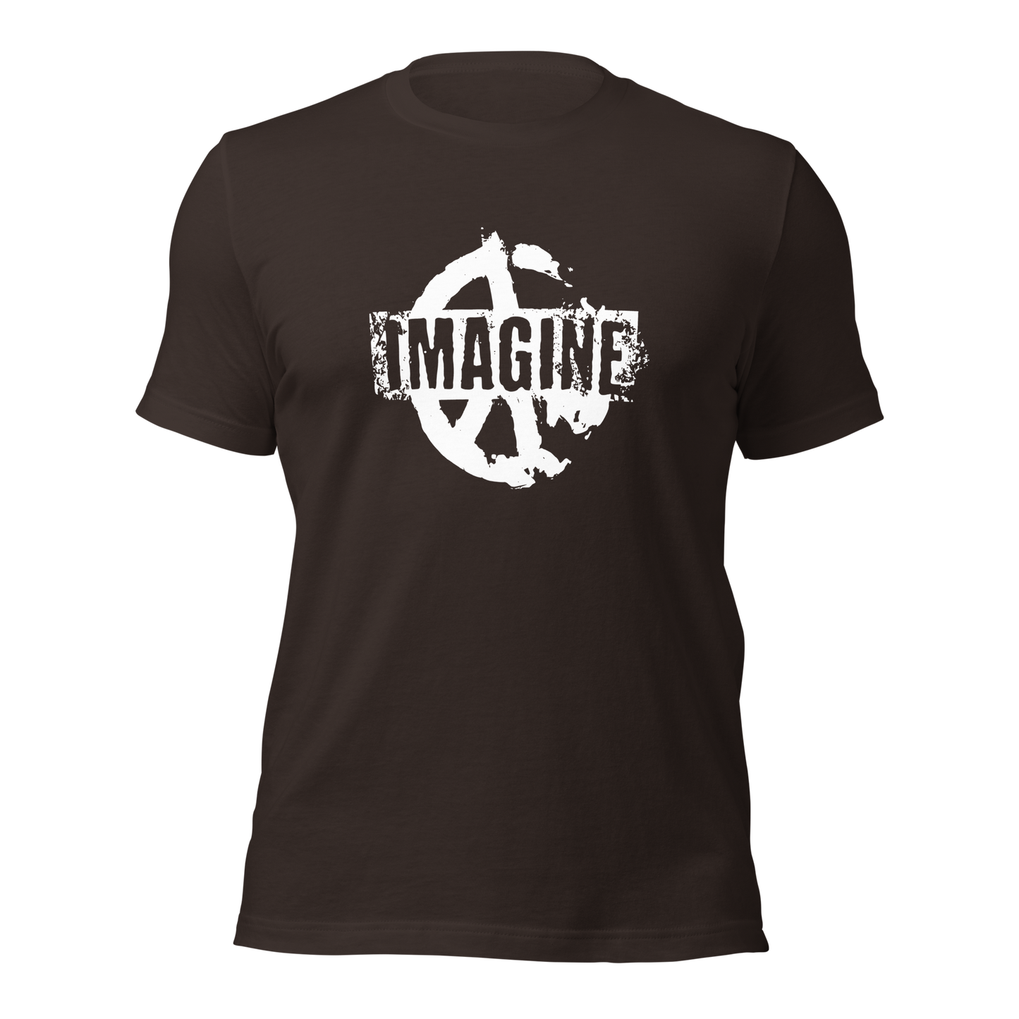 Braunes T-Shirt mit Peace Zeichen Print und Imagine Schriftzug