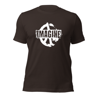 Braunes T-Shirt mit Peace Zeichen Print und Imagine Schriftzug