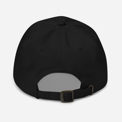 Schwarzes Cap mit antiker Schnalle von hinten
