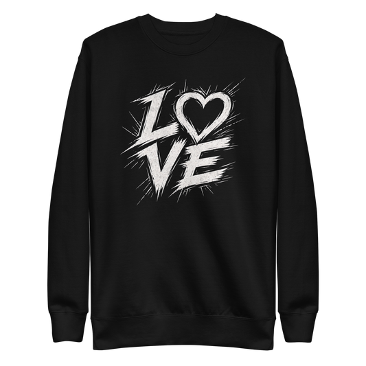 Schwarzer Pullover mit weißem Streetart LOVE Print