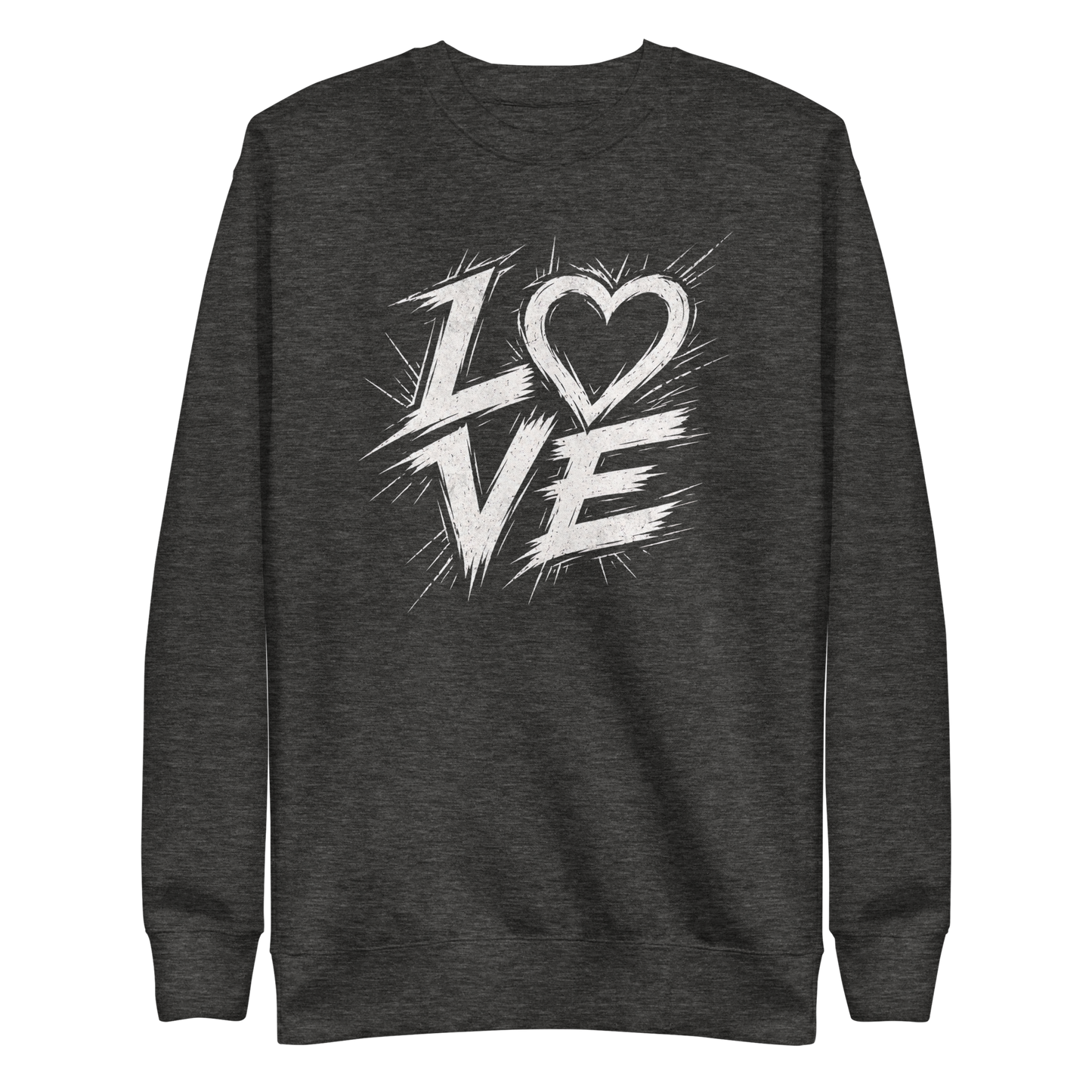 Vintage grauer Pullover mit weißem Streetart LOVE Print