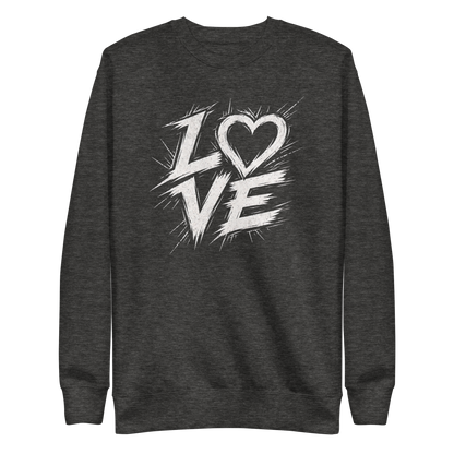 Vintage grauer Pullover mit weißem Streetart LOVE Print