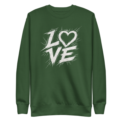 Grüner Pullover mit weißem Streetart LOVE Print