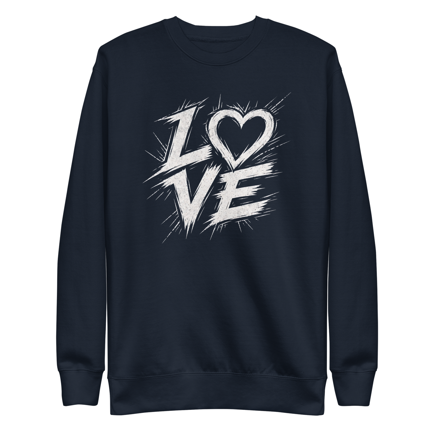Navy Pullover mit weißem Streetart LOVE Print