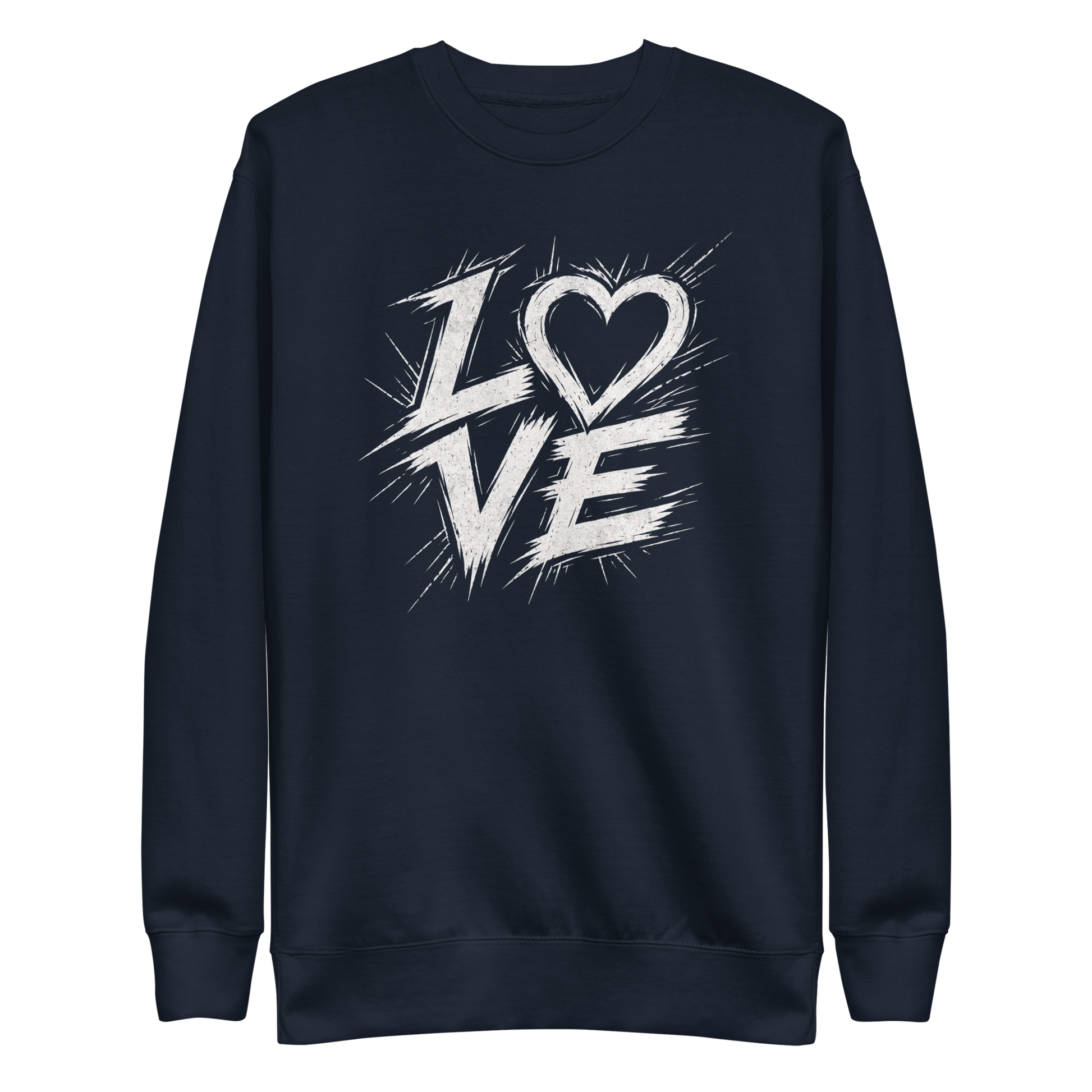 Navy Pullover mit weißem Streetart LOVE Print