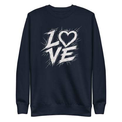Navy Pullover mit weißem Streetart LOVE Print