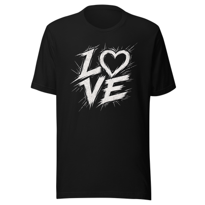 Schwarzes T-Shirt mit Streetart LOVE Print