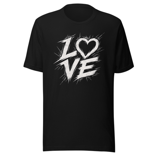 Schwarzes T-Shirt mit Streetart LOVE Print