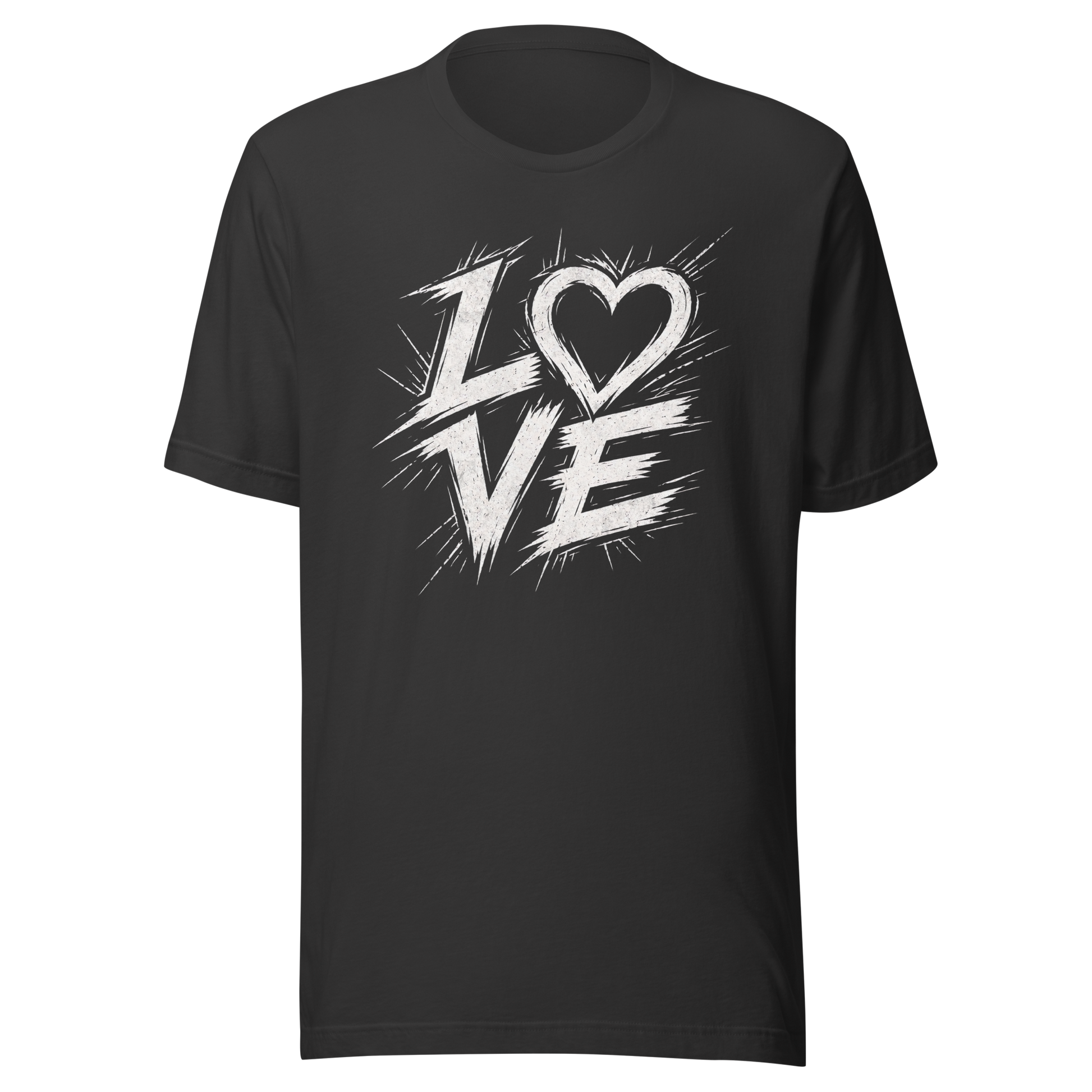 Graues T-Shirt mit Streetart LOVE Print