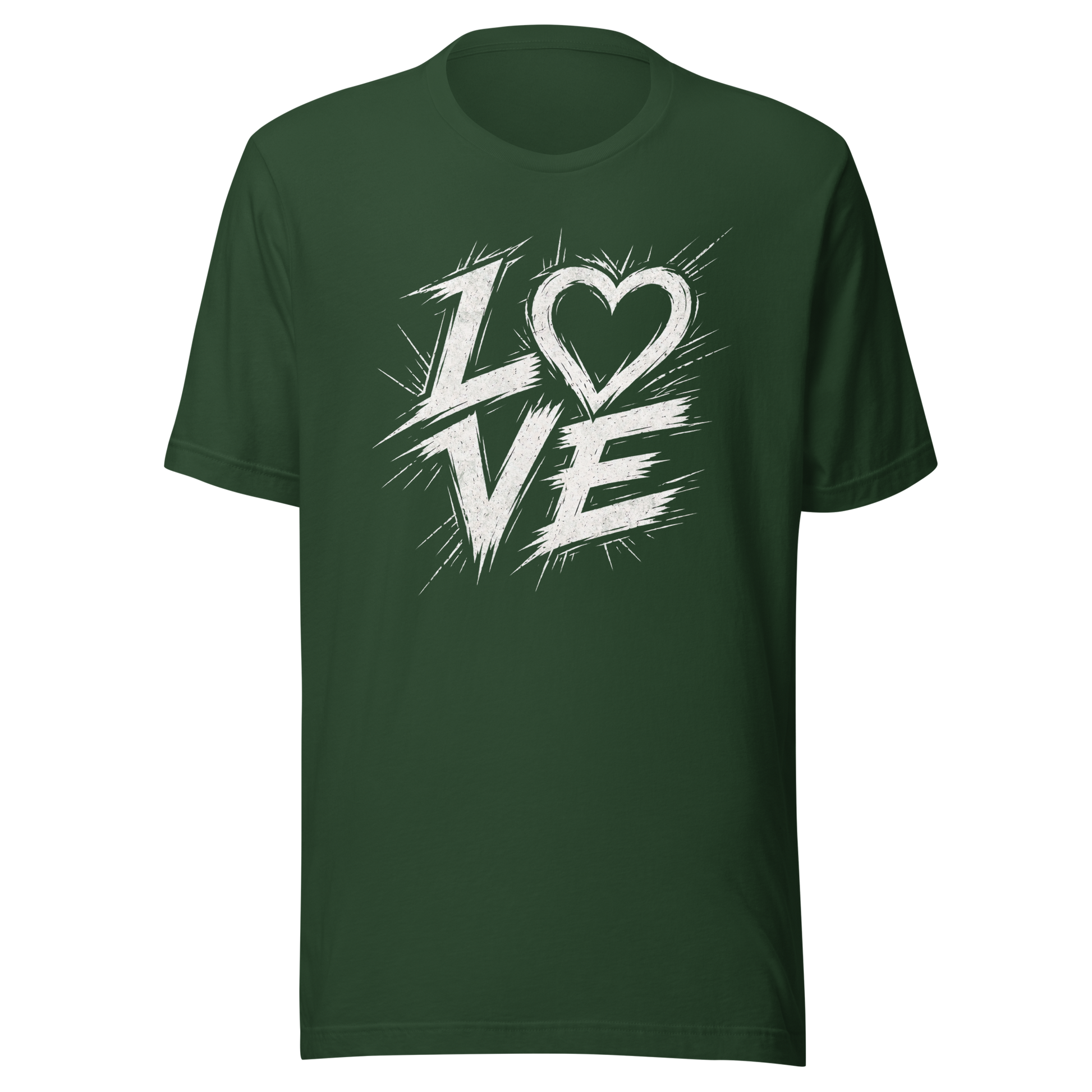 Waldgrünes T-Shirt mit Streetart LOVE Print