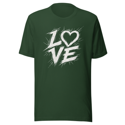 Waldgrünes T-Shirt mit Streetart LOVE Print
