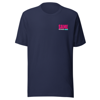 Navy Partnerlook Unisex T-Shirt mit pinkem SAME but different Schriftzug