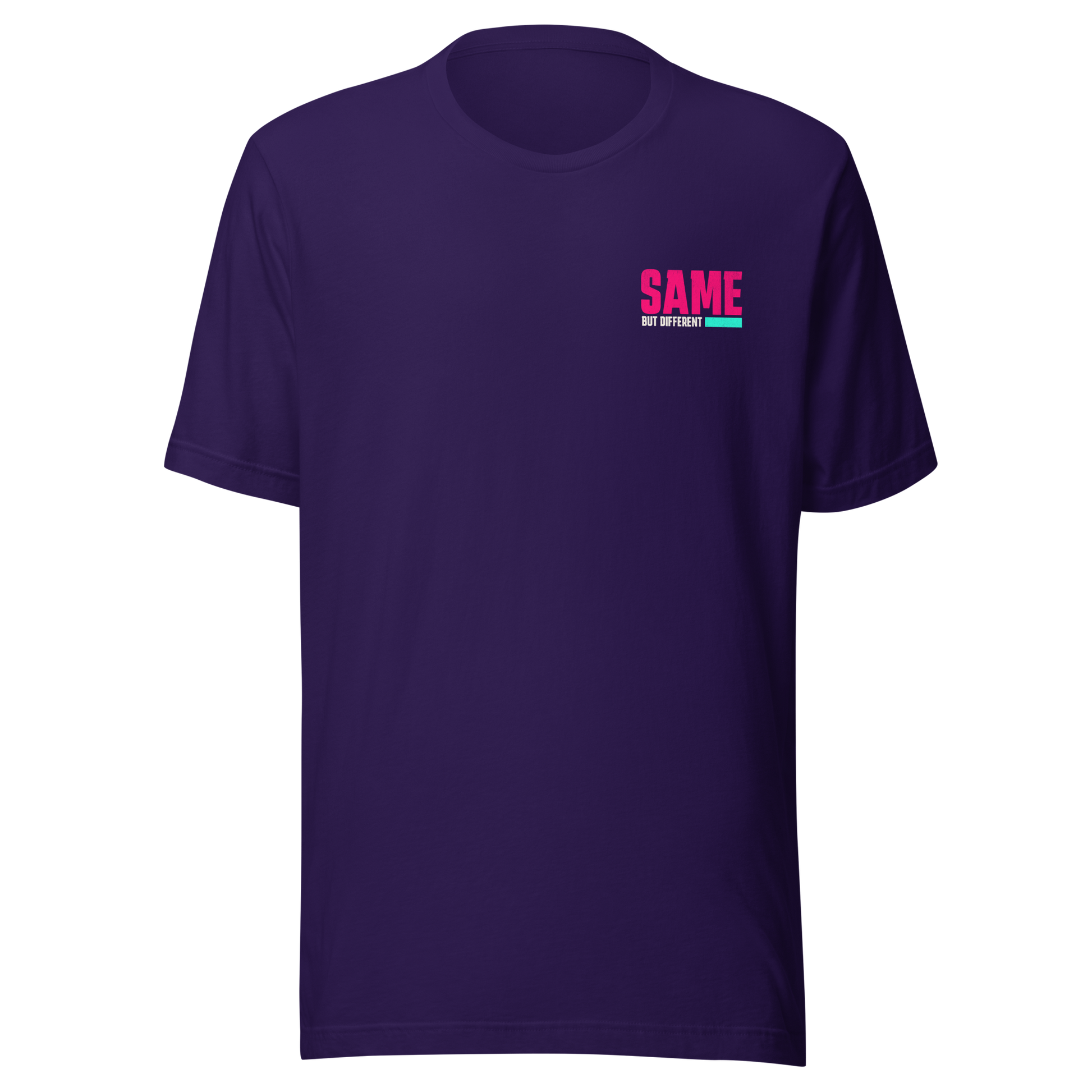 Lila Partnerlook Unisex T-Shirt mit pinkem SAME but different Schriftzug