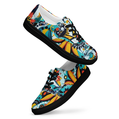 Bunte Sneaker mit abstraktem Muster im urbanem Stil und schwarzem Gummirand