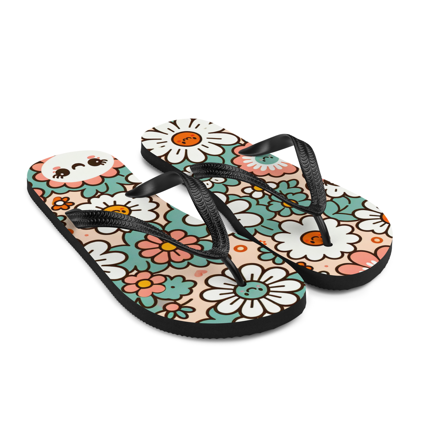 Flip-Flops mit buntem Blumenmuster Seitenanansicht