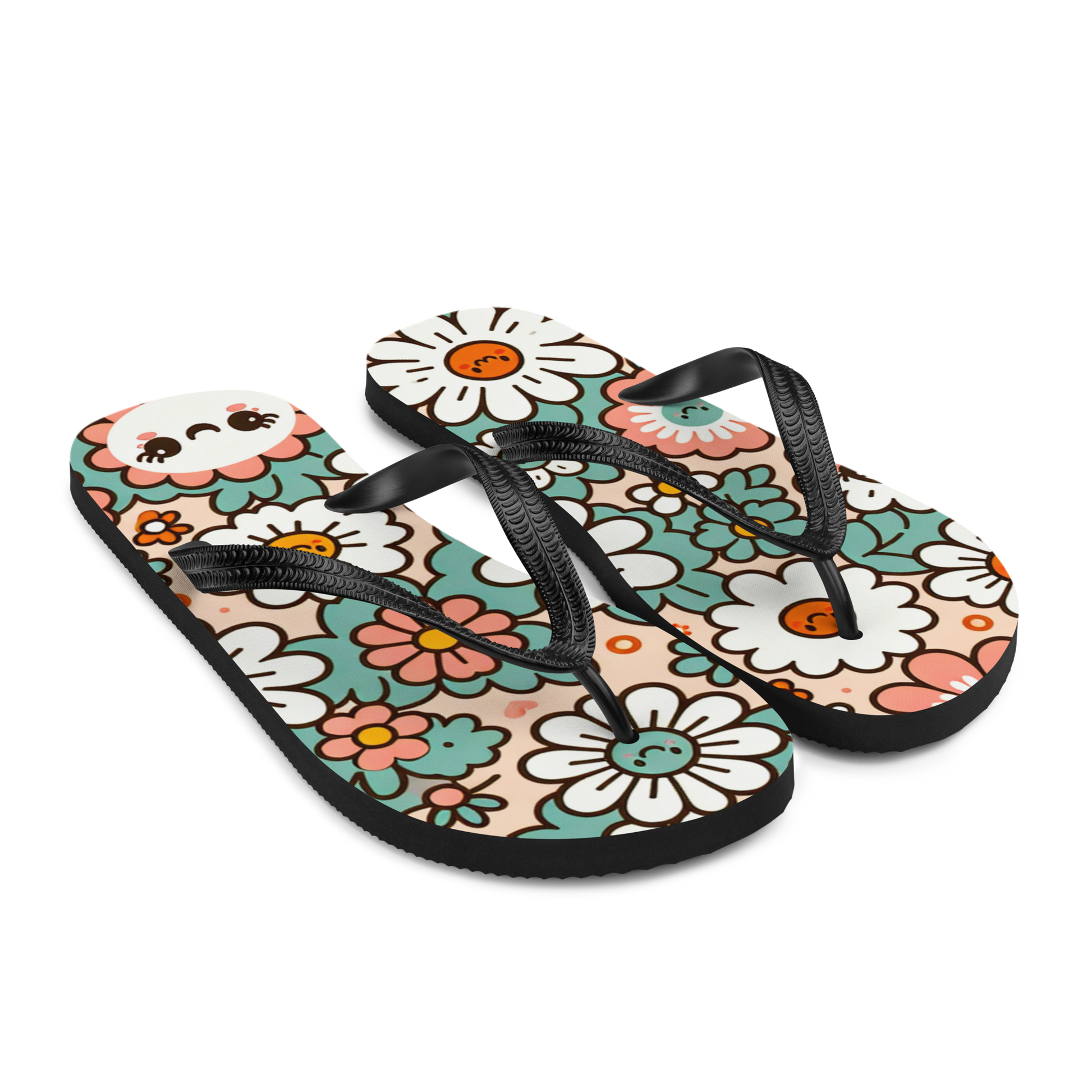 Flip-Flops mit buntem Blumenmuster Seitenanansicht