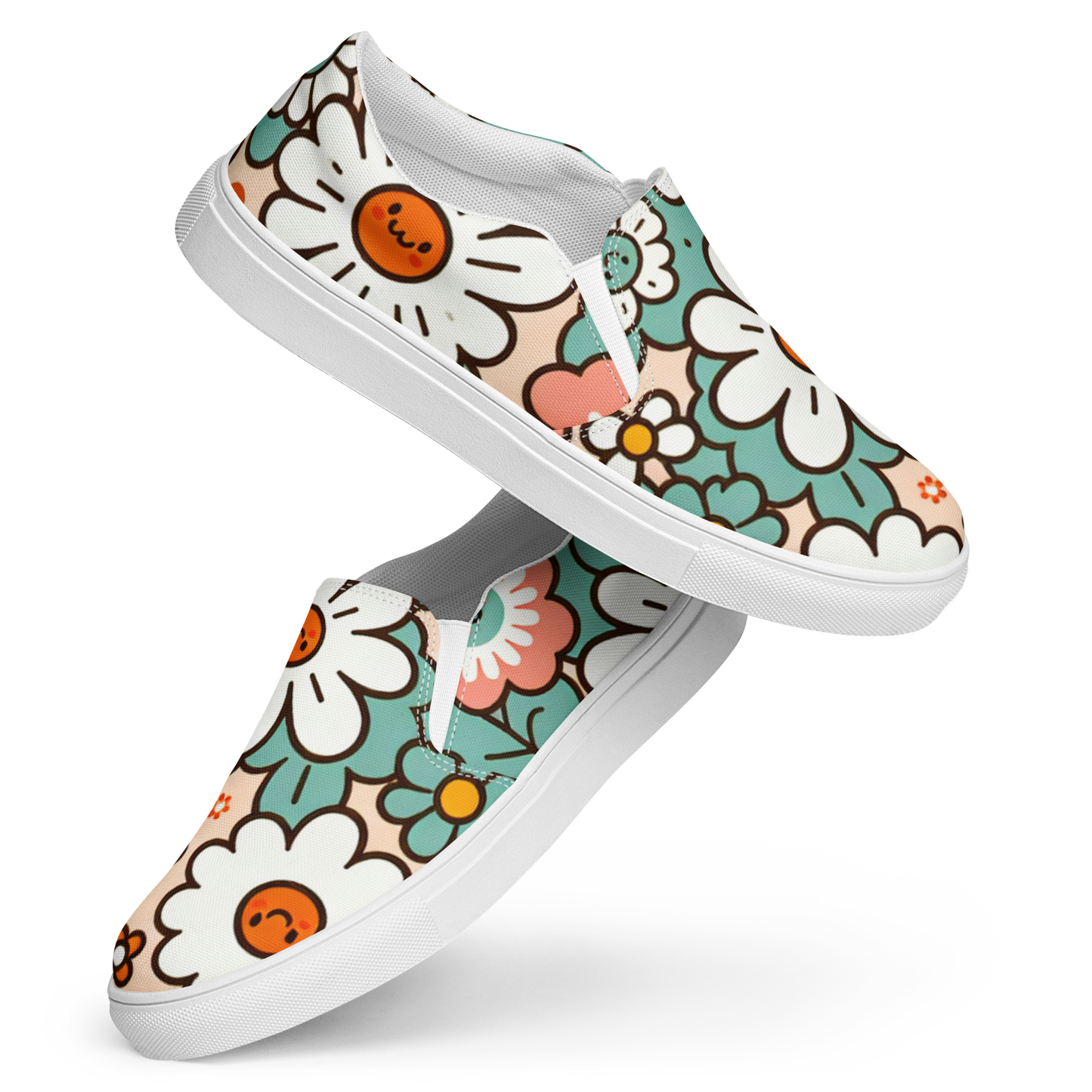 Slip Ons mit buntem Blumenmuster