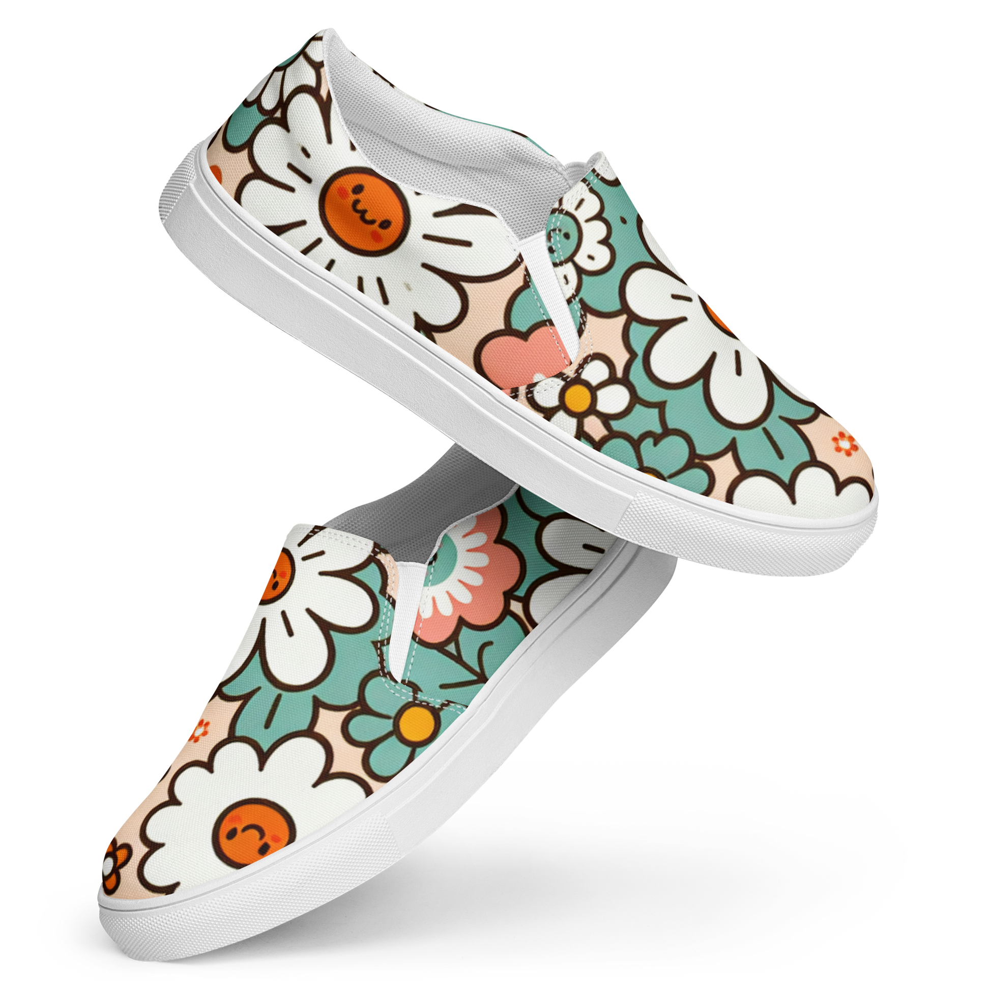 Slip Ons mit buntem Blumenmuster