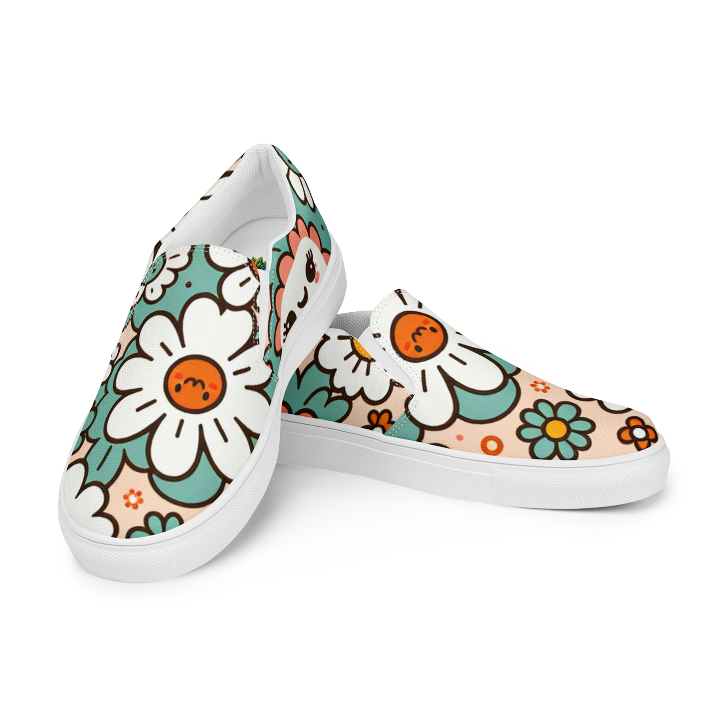 Slip Ons mit buntem Blumenmuster Seitenansicht