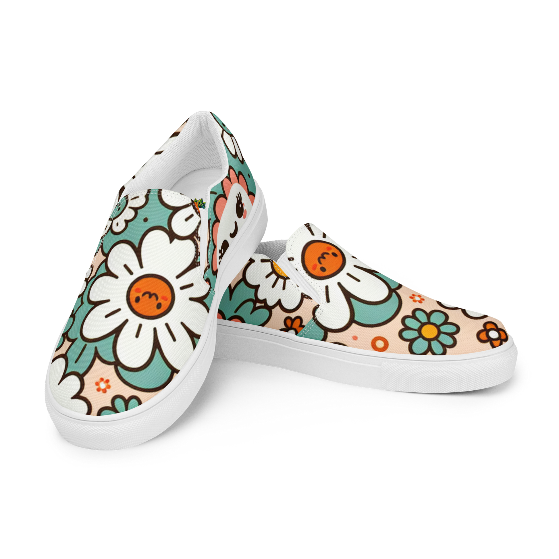 Slip Ons mit buntem Blumenmuster Seitenansicht