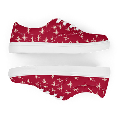 Rote Damen Sneaker mit  weissem Sternen Muster Seitenansicht