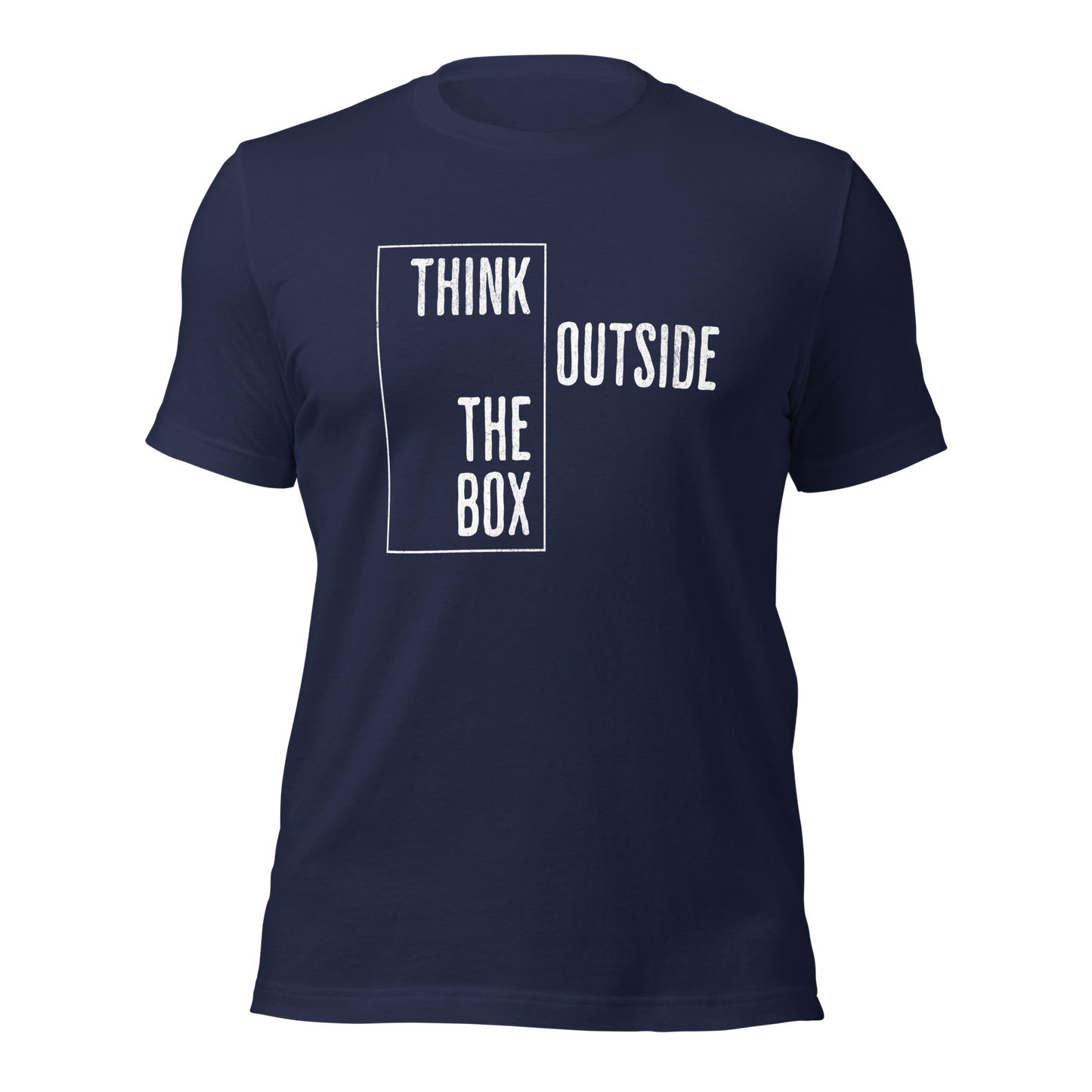 Navy Unisex T-Shirt mit Think outside the Box Print