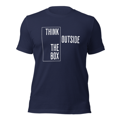 Navy Unisex T-Shirt mit Think outside the Box Print