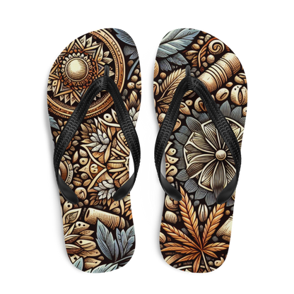 Flip Flops mit Hanfblatt und Blumenmuster