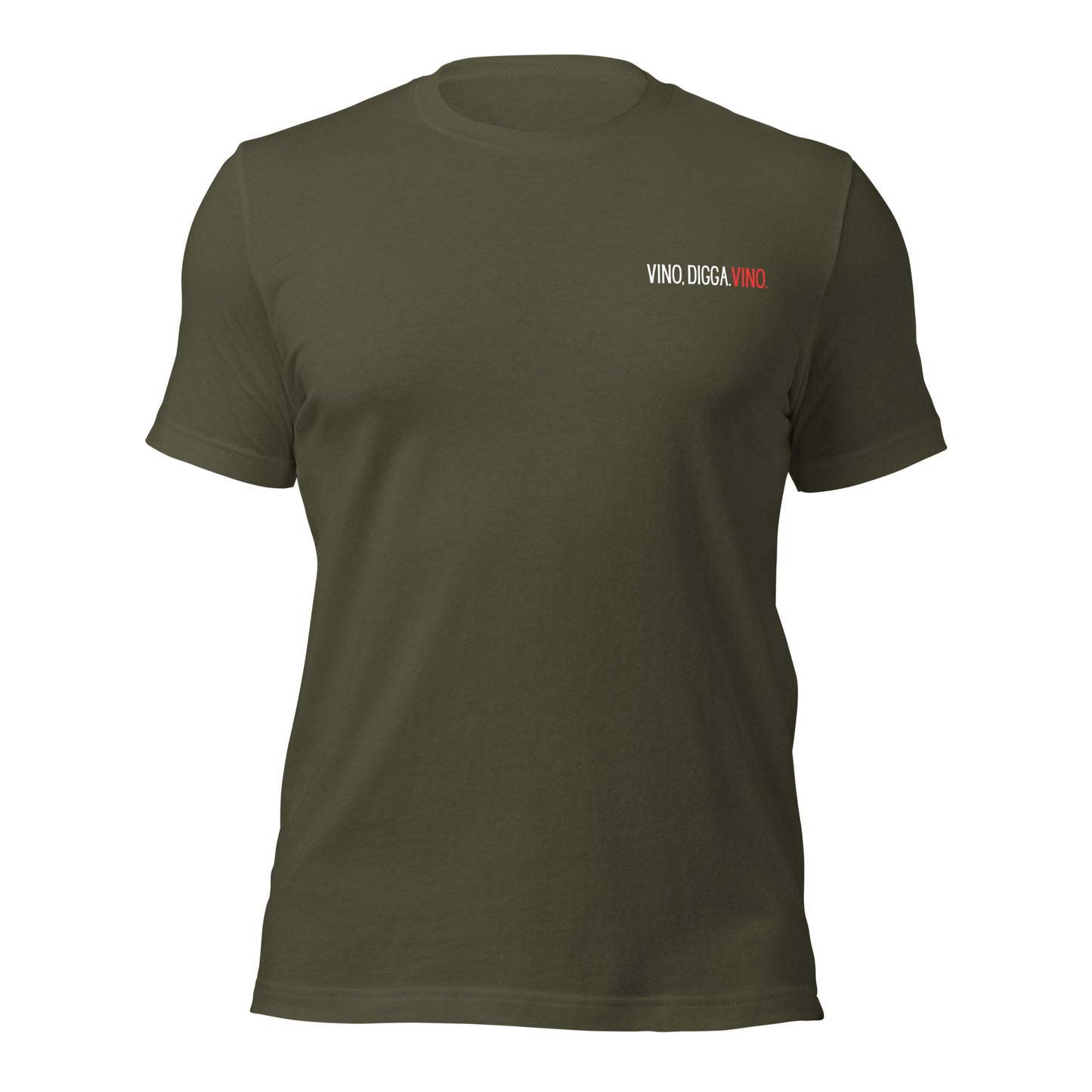 Militärgrünes Unisex T-Shirt mit Vino,Digga.Vino. Print