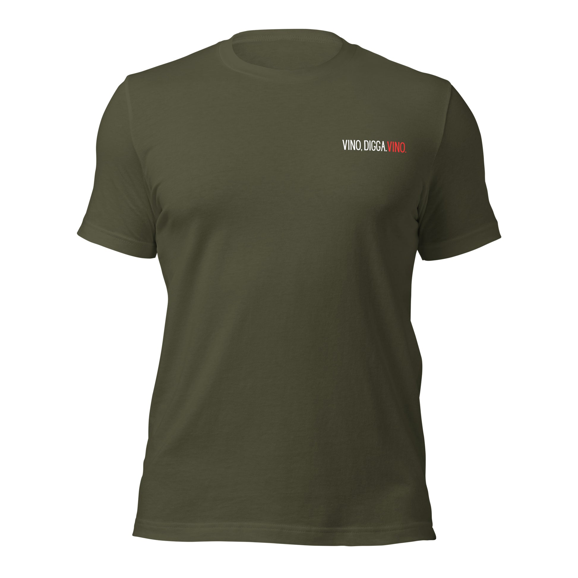Militärgrünes Unisex T-Shirt mit Vino,Digga.Vino. Print
