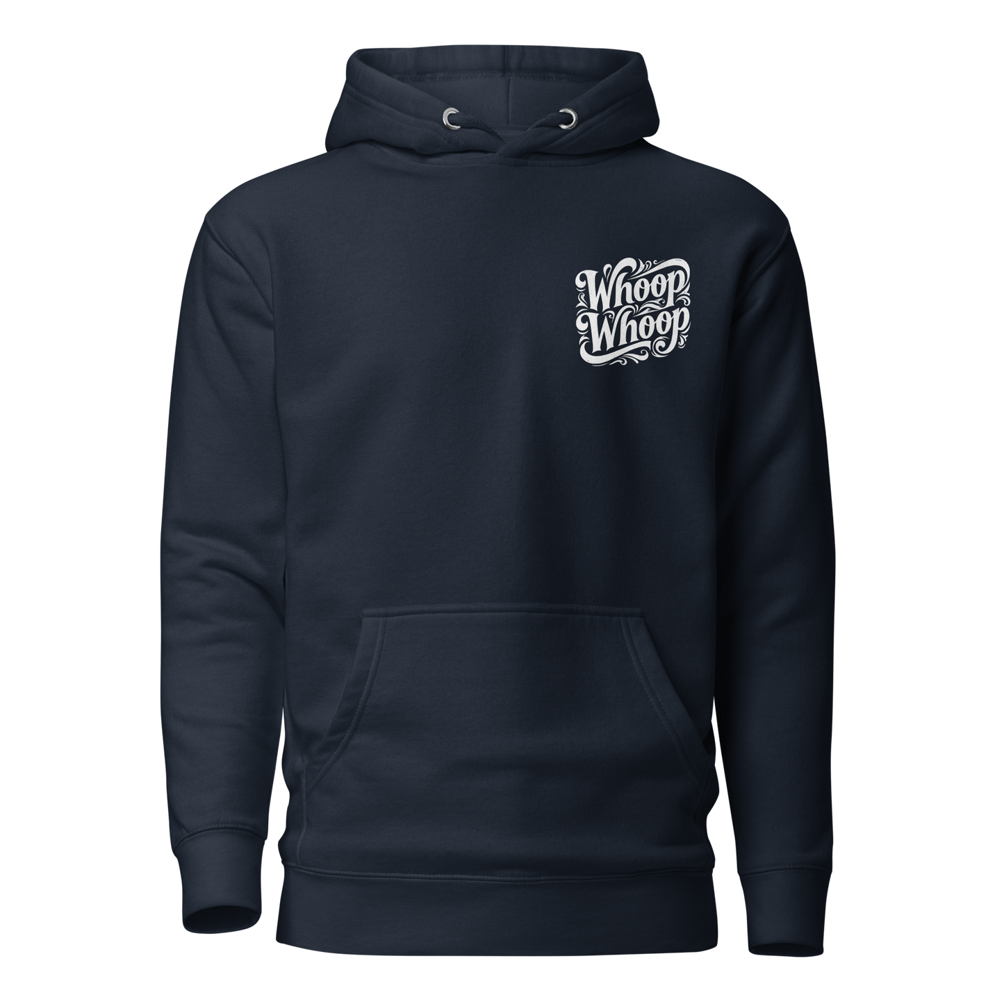 Navy Unisex Hoodie mit verschlungenem Whoop Whoop Schriftzug