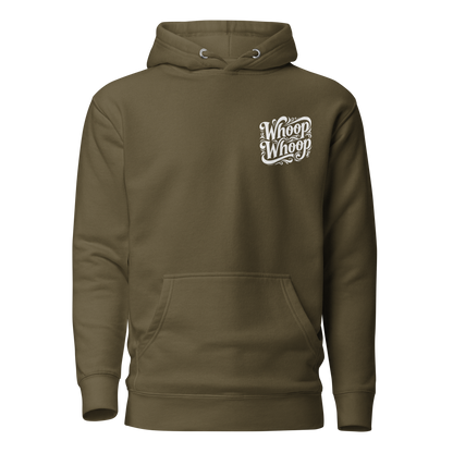 Militärgrüner Unisex Hoodie mit verschlungenem Whoop Whoop Schriftzug