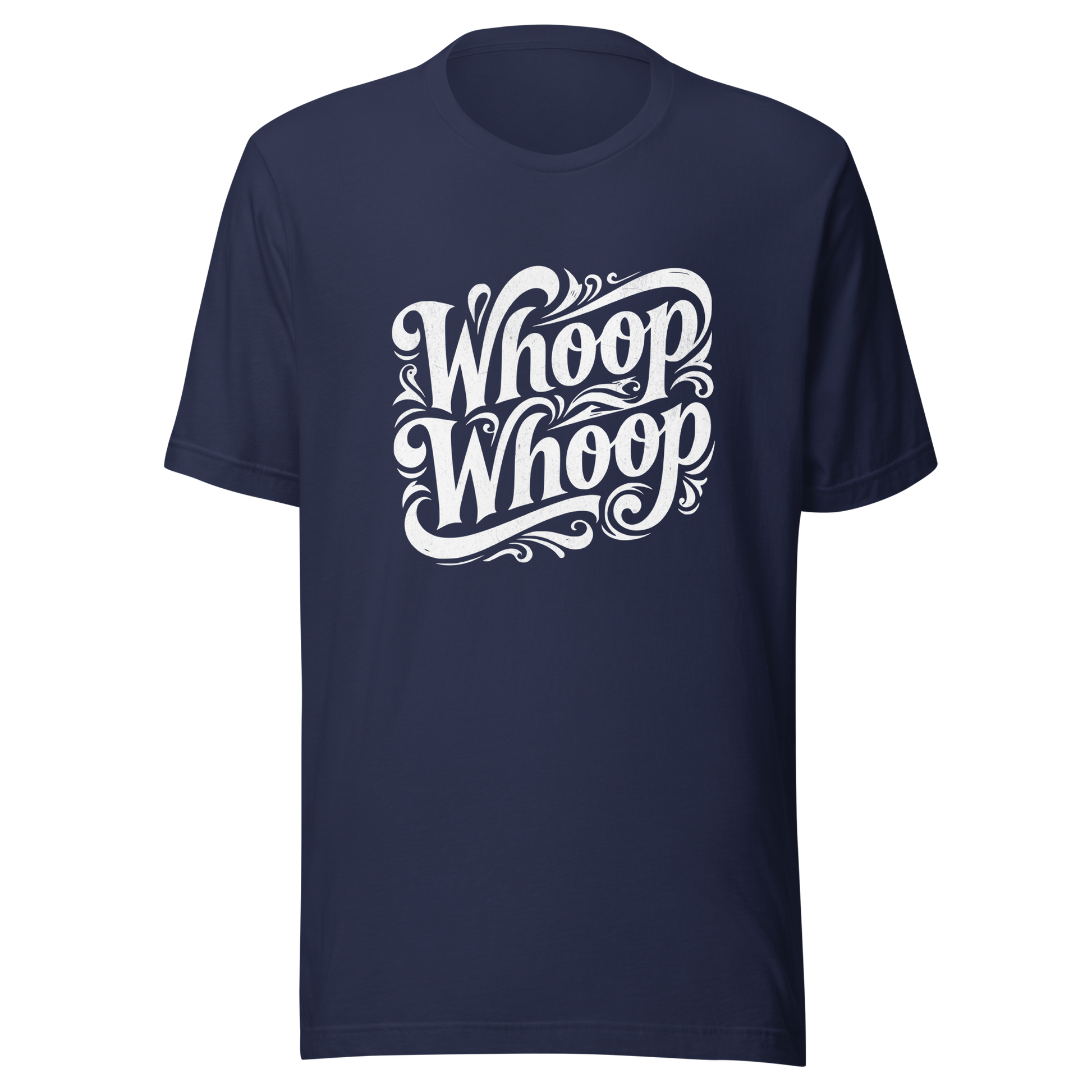 Navy T-Shirt mit dem Schriftzug Whoop Whoop in geschwungenen Buchstaben
