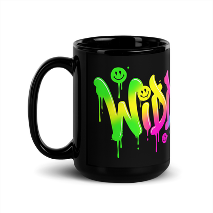 Schwarze Tasse Seitenansicht mit Widdewitt Graffiti Print