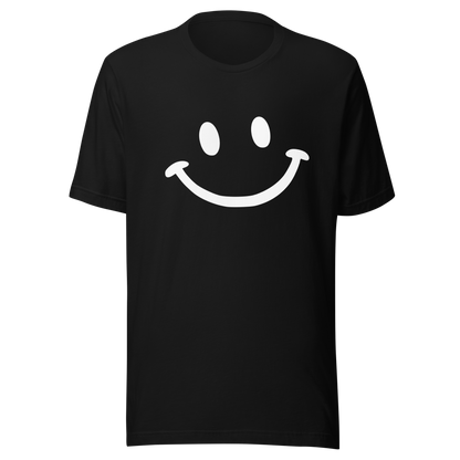 Schwarzes Unisex T-Shirt mit minimalistischem Smiley Brustprint