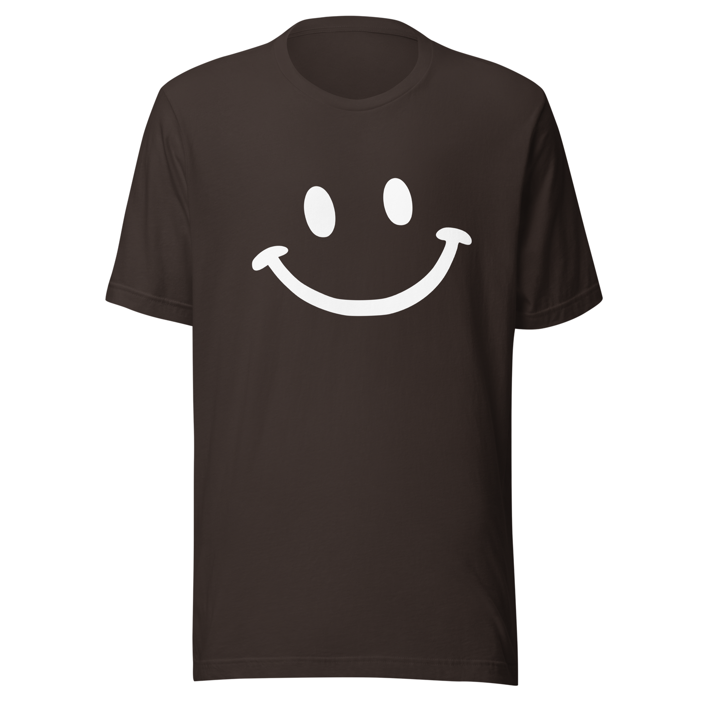Braunes Unisex T-Shirt mit minimalistischem Smiley Brustprint