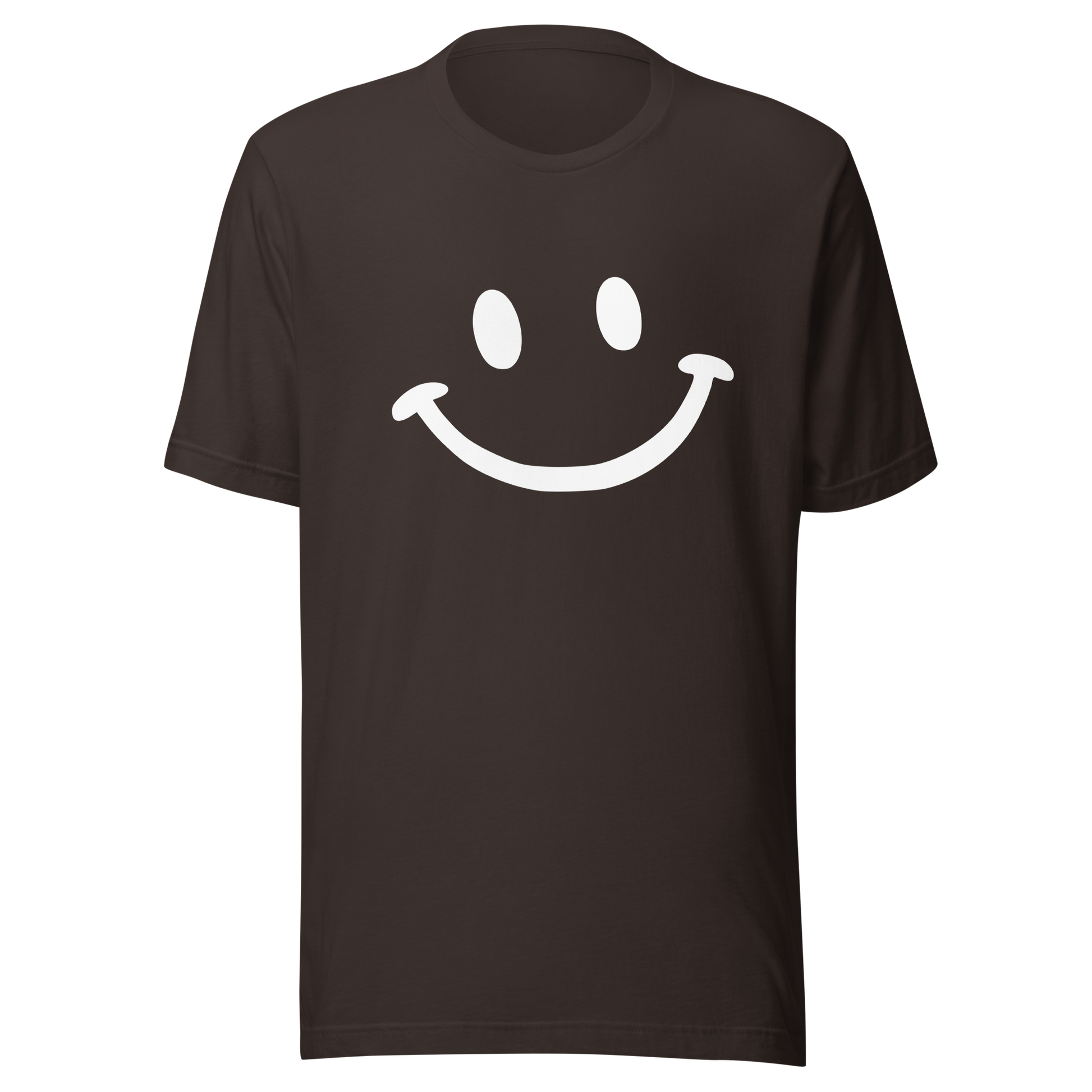 Braunes Unisex T-Shirt mit minimalistischem Smiley Brustprint