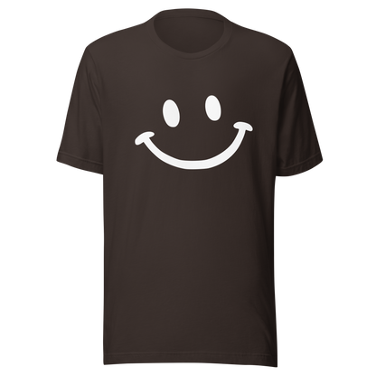 Braunes Unisex T-Shirt mit minimalistischem Smiley Brustprint