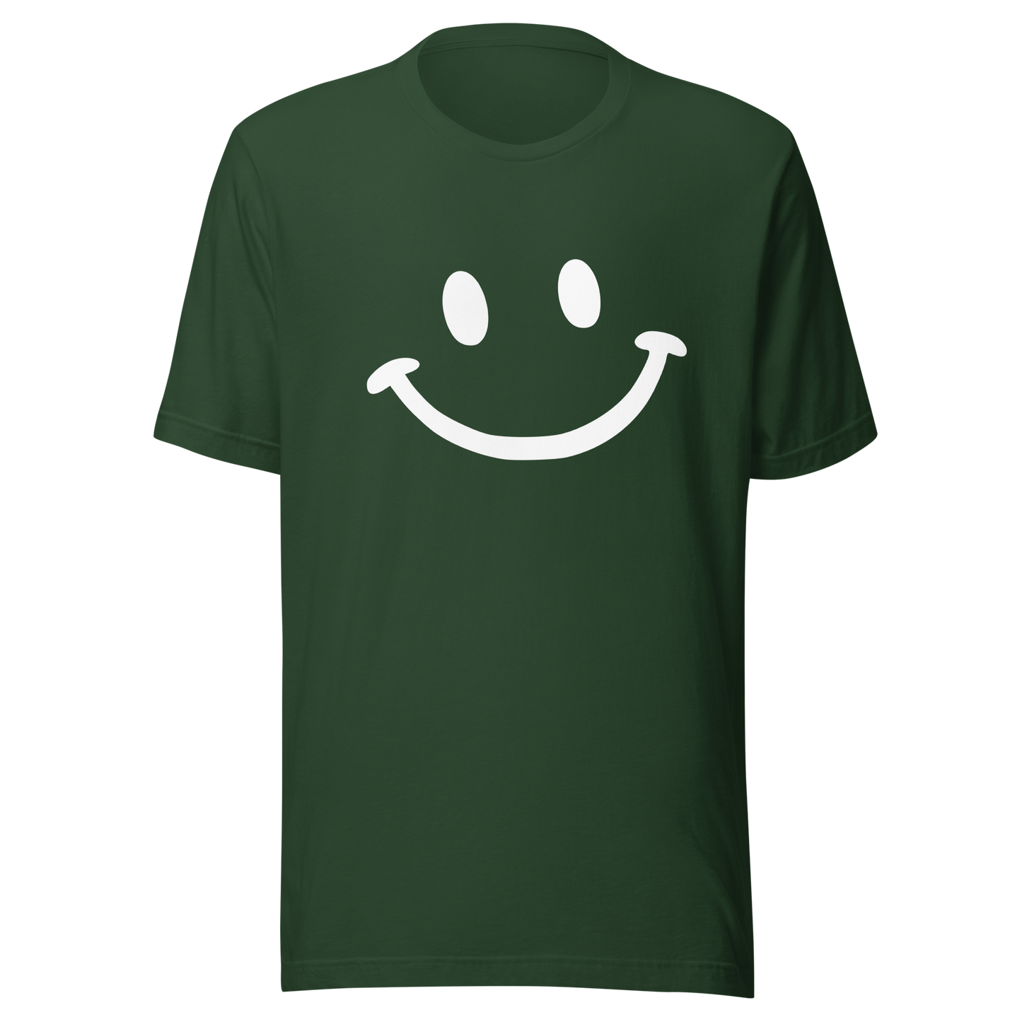 Waldgrünes Unisex T-Shirt mit minimalistischem Smiley Brustprint