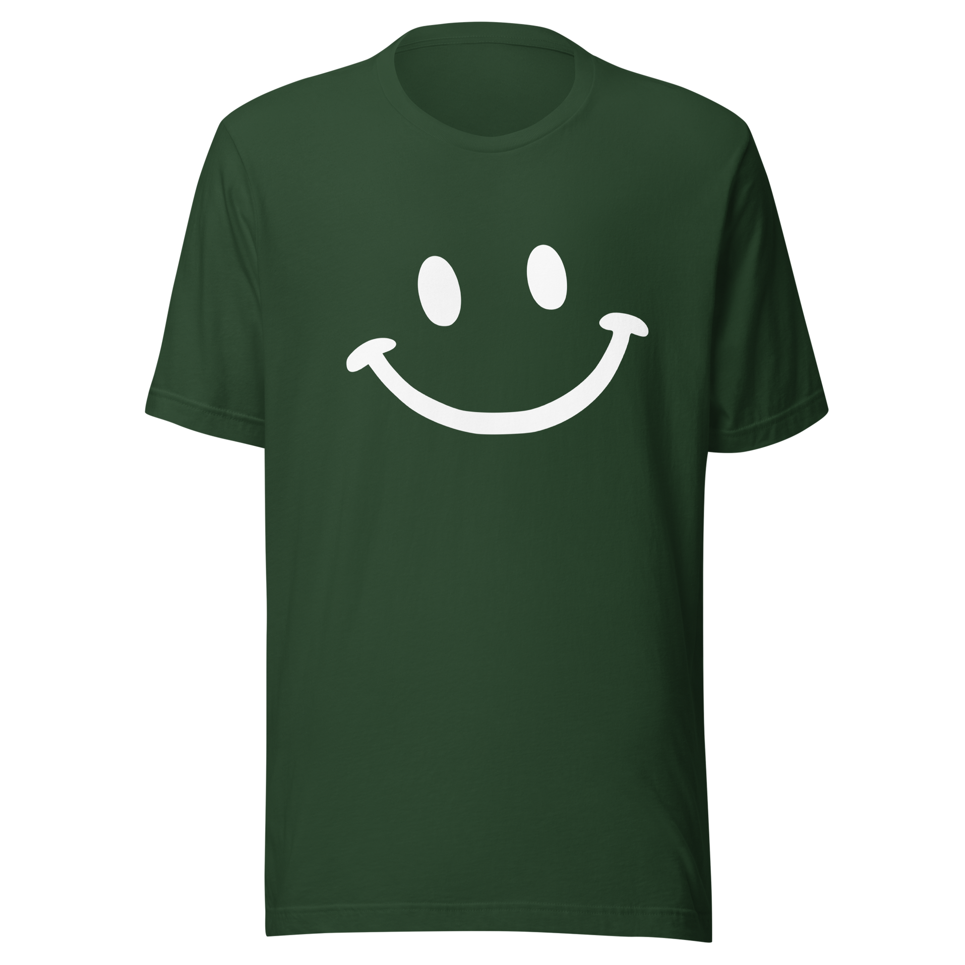 Waldgrünes Unisex T-Shirt mit minimalistischem Smiley Brustprint