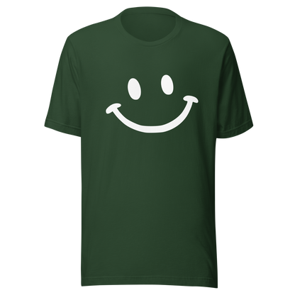 Waldgrünes Unisex T-Shirt mit minimalistischem Smiley Brustprint